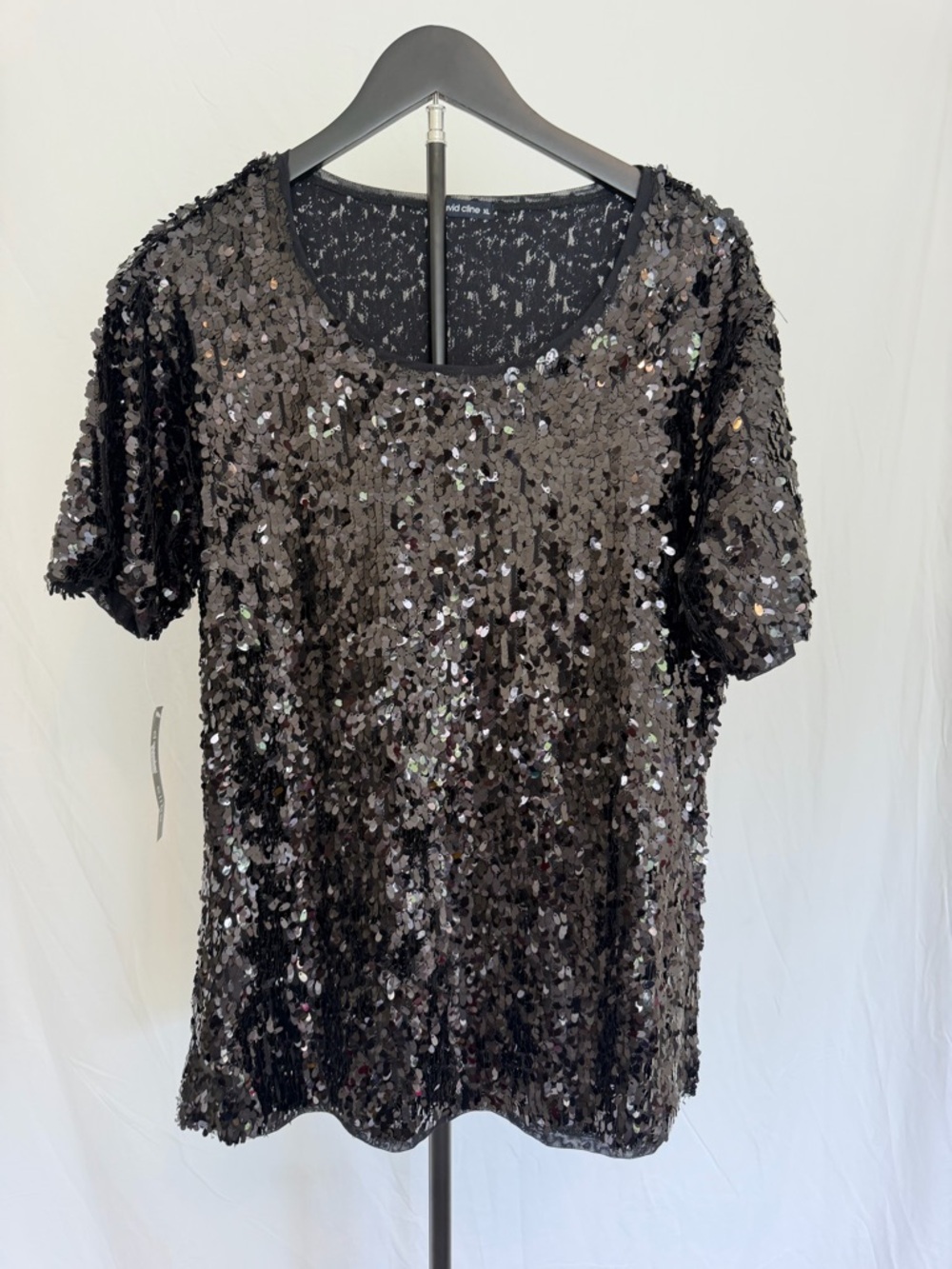 David Cline Black Sequin Top — Size XL — New With Tags — Elegant Classic